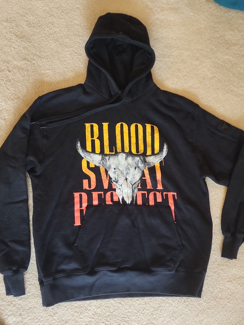 Under Armour Black Hoodie with Yellow and Red Graphic Skull